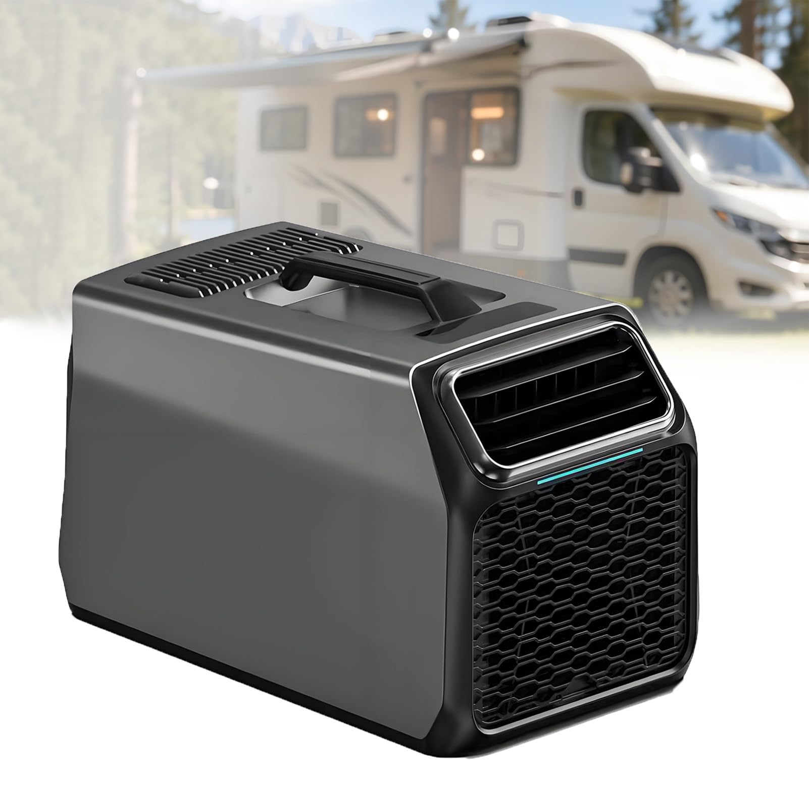 EpyGnom AC 110V 220V Fast Cooling Tent Air Conditioner, 4-in-1 Quiet Camping Ac Unit with Dehumidifier & Fan, with Sleep Mode & 24h Timer, Portable AC for Camping, RV, Truck, Van Grey-800W