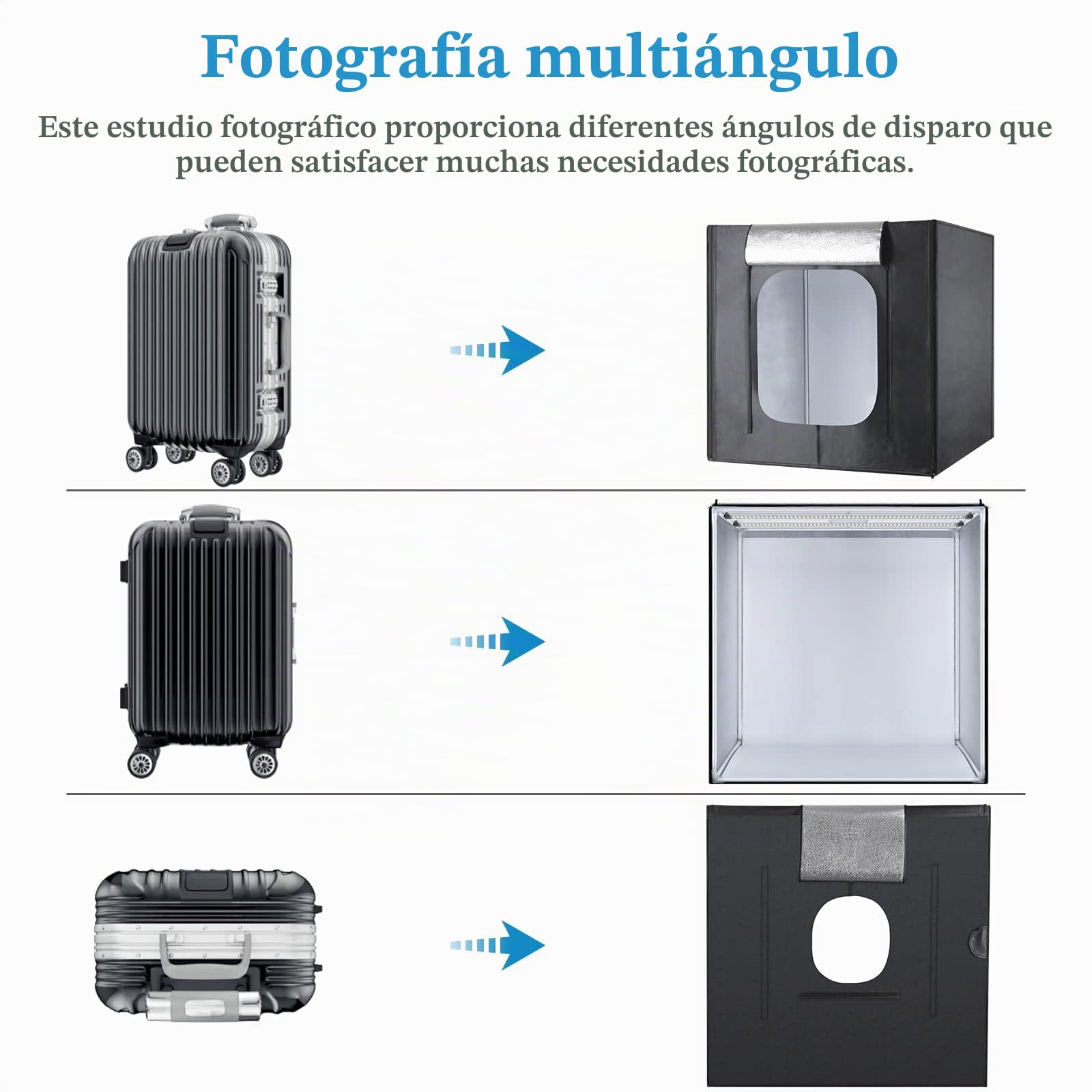 Caja de estudio fotográfico, 80 x 80 x 80 cm portátil, plegable, caja de luz para fotografía, tienda de campaña con luces LED de alta intensidad CRI95 y 5 telones de fondo para fotografía de productos