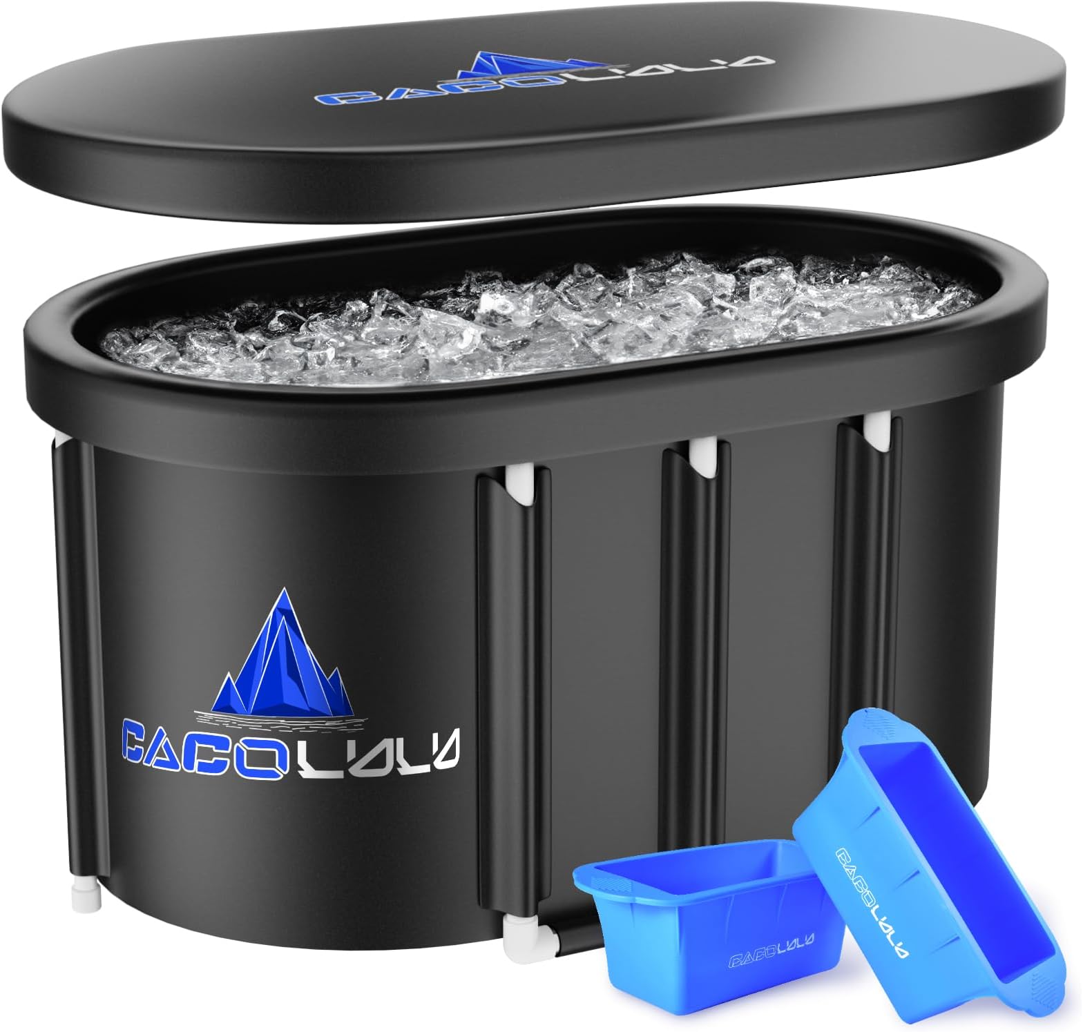 XL Ice Bath Tub for Athletes - 115 Gal Portable Cold Plunge with 2 Foldable Ice Mold & Cover for Outdoor Garden Yard Gym, Upgraded Frame Collapsible Ice Pod with Cover for Adults Cold Therapy