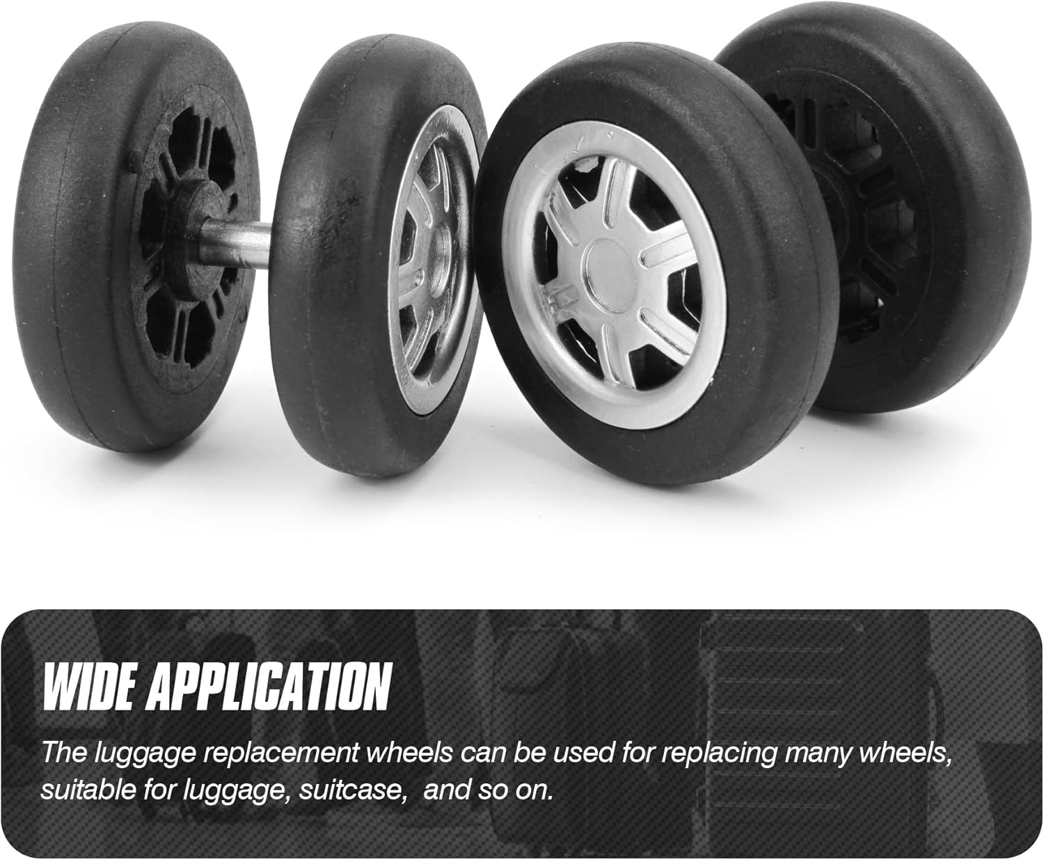 Zoofen 8 Pcs Luggage Wheels Replacement 53mm Double Spinner Replacement Wheels for Luggage(ZPF05)