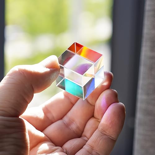 Miniatura 23 de Mini cubo prisma de cristal K9, cristal óptico RGB dispersión prisma X-Cube para enseñanza de física, decoración de arte, accesorios de fotografía