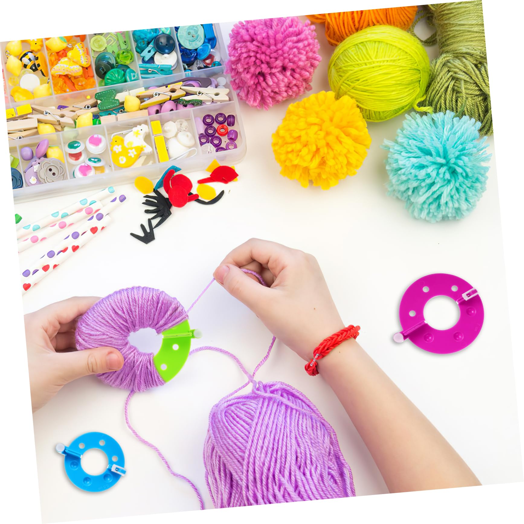 jojofuny 3 Sätze Teiliges Pompon Maker Praktische Bastelwerkzeuge Für Erwachsene DIY Pompon Herstellung Für Projekte Und Handarbeiten 8 Stücke * 3