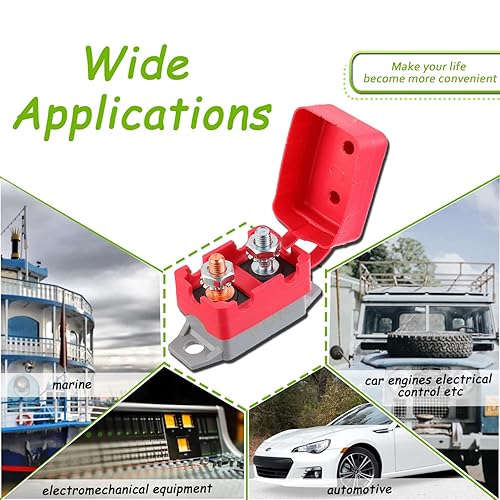 Miniatura 6 de Disyuntor de reinicio automático de 40 A 12 V-24 V con perno de tapa para cargadores de batería, camiones, motores de automóvil y más (2 unidades)