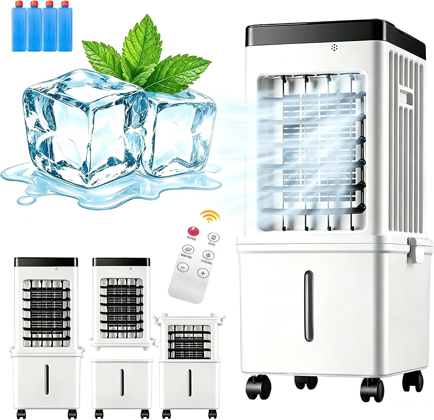 Condizionatore Portatile Senza Tubi, Ventilatore Con Telecomando 3 Velocità | Timer Integrato E Design Compatto, Ideale Per Camera Da Letto, Garage E Piccoli Ambienti