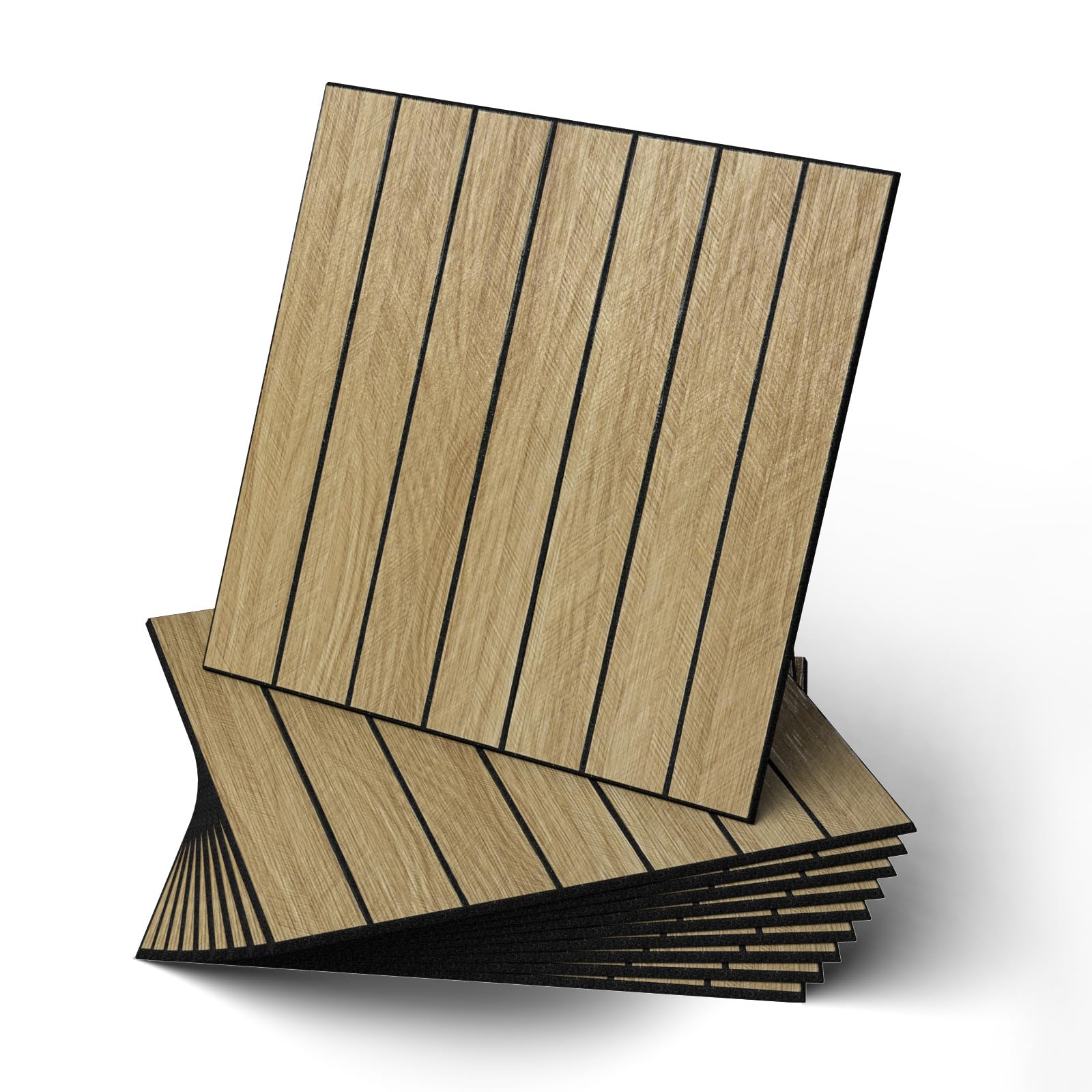 WADILE Selbstklebende Wandpaneele in Holzlattenoptik 30×30 cm
