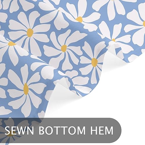 Miniatura 5 de Cortina de ducha floral de margaritas azules, cortina de ducha bohemia con flores de primavera para baño femenino, juego de cortina de ducha moderna