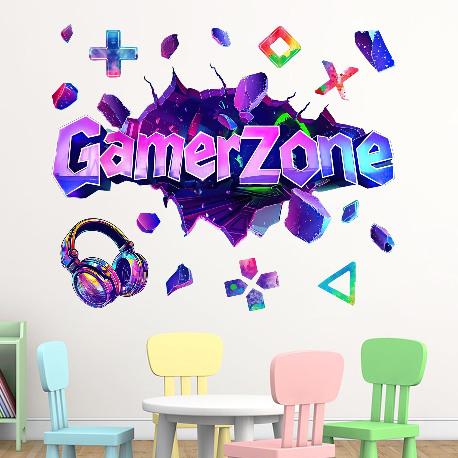 Sticker mural 3D gamer zone pour relooker facilement une chambre d'adolescent