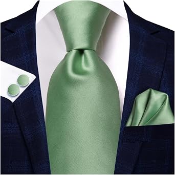 VSOLS Men's Blue Black Striped Tie 3.4" Tie Pocket Square Cufflinks Wedding Party Silk Tie Set Color SN-3403, Size 59.06 * 3.35in
