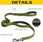 Fida 4 FT Enceinte de chien lourd avec 2 Poignées rembourrées confortables, Poignée de circulation & Crochet avancé Easy Snap, lead de marche réfléchissant pour grand, moyen & Petits chiens de race, vert