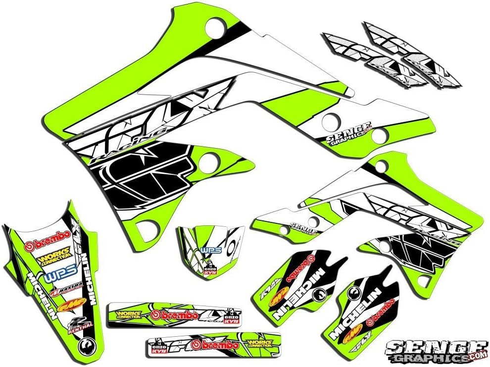 2002-2009 KLX 110 13 Fly Black Senge Graphics Complete Kit Compatible with Kawasaki