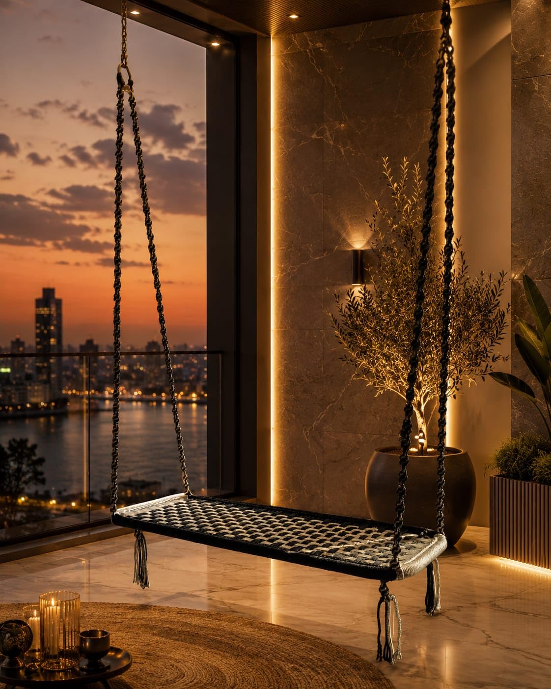 Polyester Double Seater, Hammock Chair for Home, Indoor & Outdoor and Balcony, Hanging Hammock Swing Chair for 2 People, for Adults with Hanging Swing, Colour :- Black-image-43