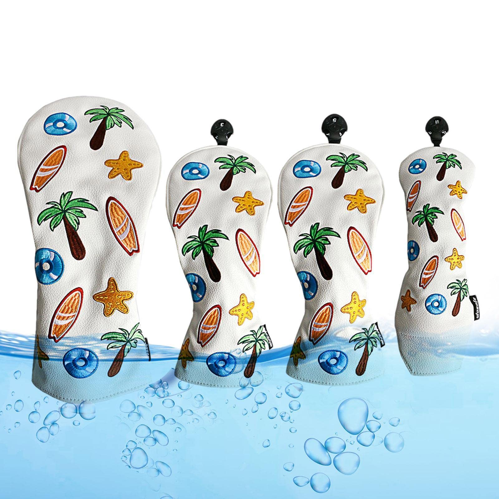 Golf Headcovers - Lightweight Golf Club Head Set 4-teilig | Golfclub Leder Headcovers Geeignet für Driver Wood, Fairway Wood und Hybrid (Ut) Abbto