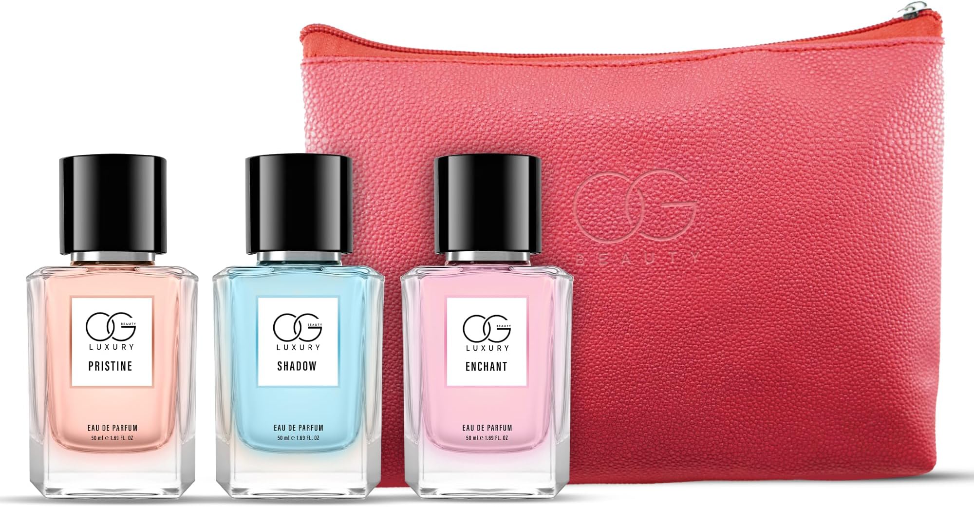 OG BEAUTY Luxury Boss Babe Perfume Gift Set with Pouch – Pristine, Shadow, Enchant | 3x50ml Eau de Parfum for Women | Ideal for Gifting