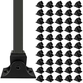 Balusters Swivel Shoes - Stair Swivel Shoe for Staircase Interior with Screws for 1/2 Inch Square Balusters, Aluminum Shoes for Balusters, Railing, Stair Spindles, Matter Black 50 Pack