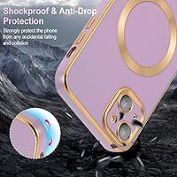 Vista 4 de QLTYPRI Funda magnética para iPhone 13 de 6.1 pulgadas, compatible con MagSafe, funda de silicona suave con borde chapado de lujo con protección