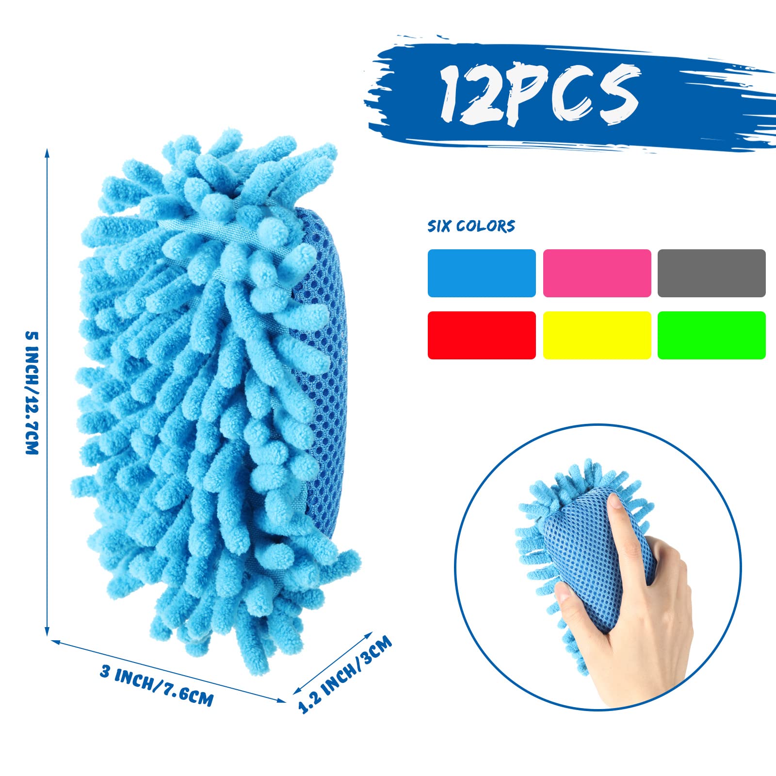 Borrador en seco de microfibra magnética, 12 piezas, pizarra blanca lavable de microfibra para marcadores de tiza, hogar, aula y oficina (gris, verde neón, amarillo neón, rojo, rosa, azul) 2