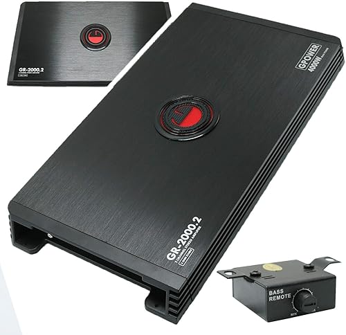 Gravity GR-2000.2 Amplificador estéreo de audio para automóvil con puente de 2 canales de 4000 vatios de 2 ohmios con funcionamiento TRI-Mode con