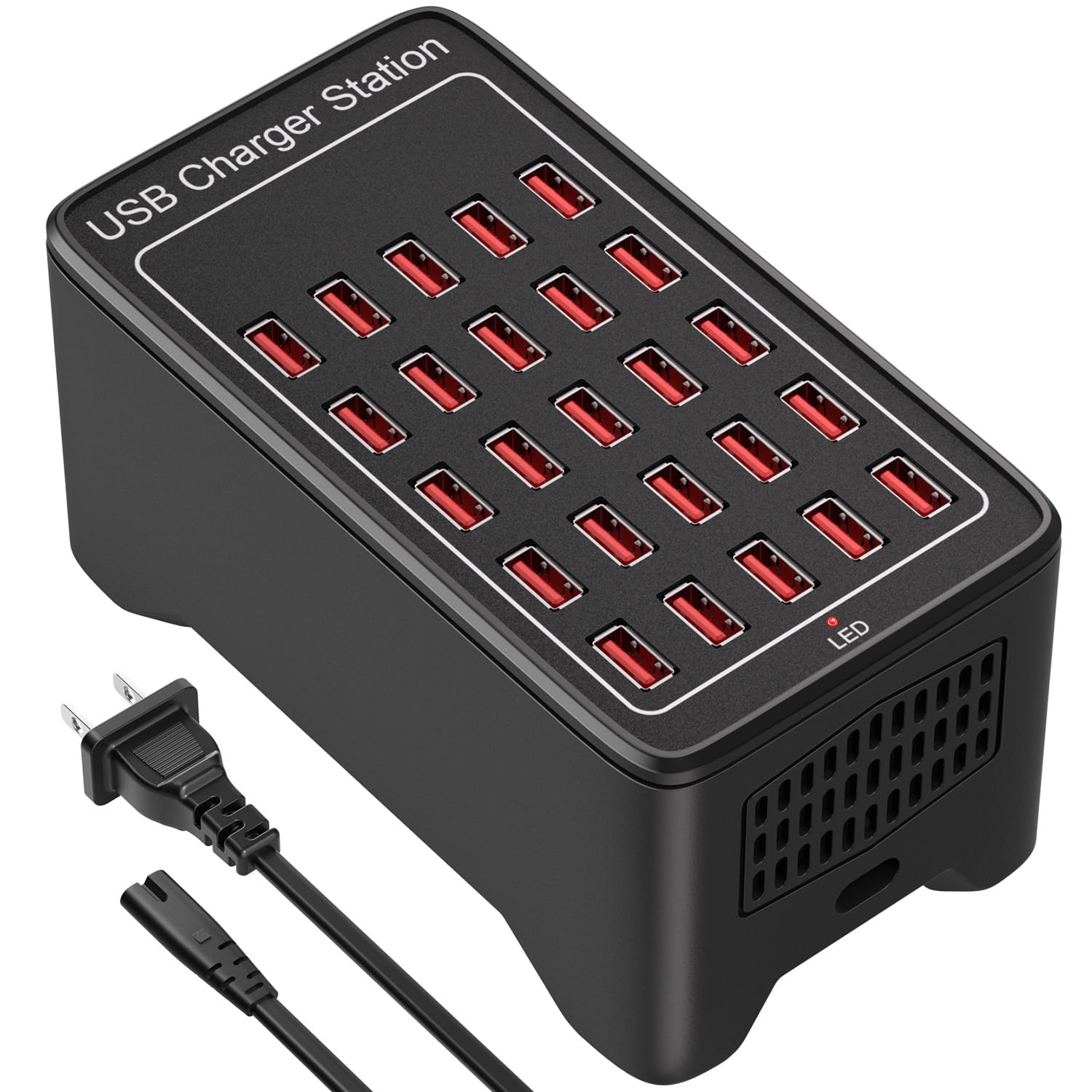 Charging Station for Multiple Devices,125W 25 Ports Multi USB Charger Stations for iPhone, Cell Phone, iPad, Tablet, Apple Watch and Other Electronic,
