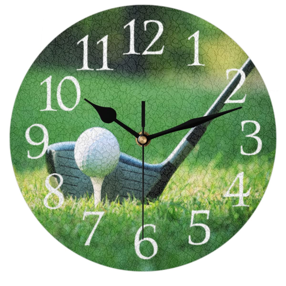 AUUXVA Sport Golf Ball Wall Clock Silent Non-Ticking,Golf Club Theme Round Wall Clock Battery Operated Clock Decor for Home Wall Bathroom Kitchen Bedroom Living Room Office School Patio