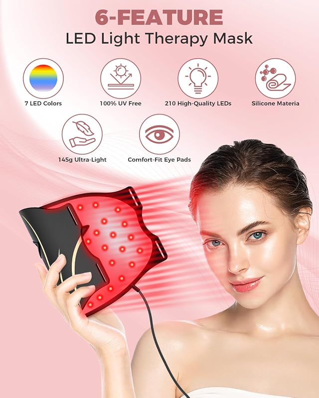 Glamesty Red Light Therapy Mask for Face, LED Face Mask Light Therapy with Remote, Portable Infrared Light Therapy Skin Care Device with Timer Function for Home & Travel image 2