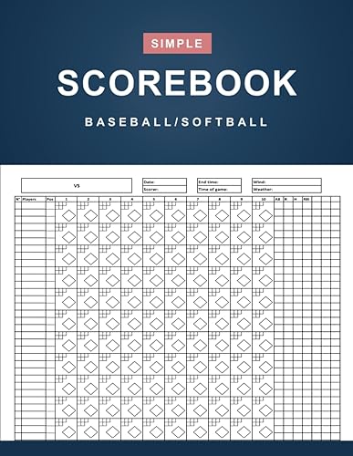 Baseball/Softball Scorebook: Simple Baseball/Softball Scorekeeper Book - Baseball/Softball Score Sheet - 100 Games 12 Players - Large Print - (8.5" x 11" Inches)