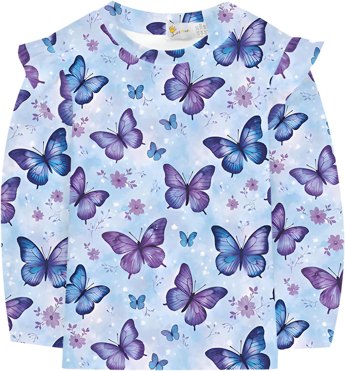 DDSOL Toddler Girl Long Sleeve Shirt Dino Ladybug Butterfly Strawberry Ruffle Long Sleeve Tops for Kids Girl 2-7 Years