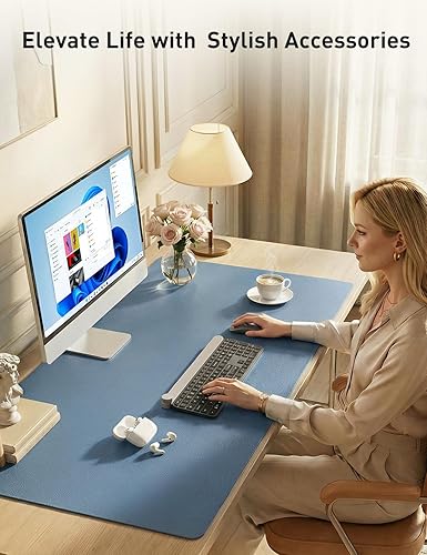 Miniatura 478 de Aothia Tapete protector de escritorio, alfombrilla para mouse, antideslizante, impermeable, de piel sintética, secante de escritorio, para Verde