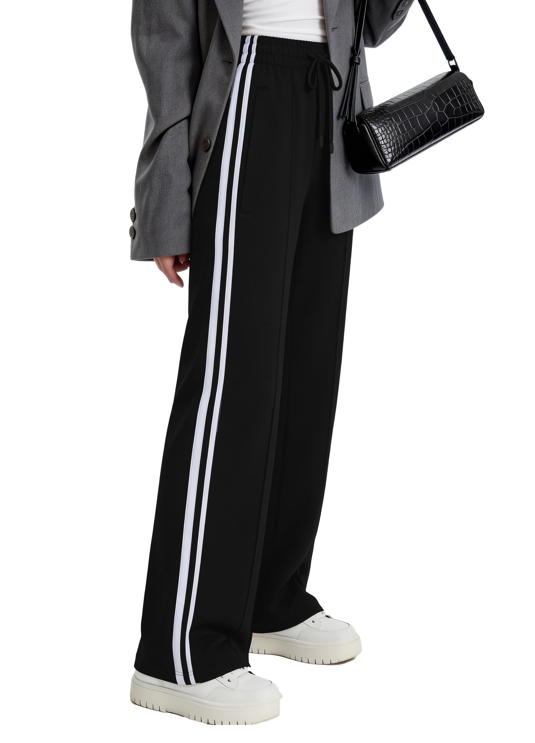 SAFORT Damen 71cm/76cm/81cm/86cm Jogginghose aus Baumwolle Sporthose weit Damen Freizeithose Sweathose Baggy mit Taschen für Alltag Causal