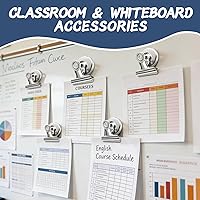 Vista 5 de VNDUEEY Paquete de 6 imanes plateados para refrigerador, clips magnéticos para pizarra blanca, clips magnéticos resistentes, clips con imanes