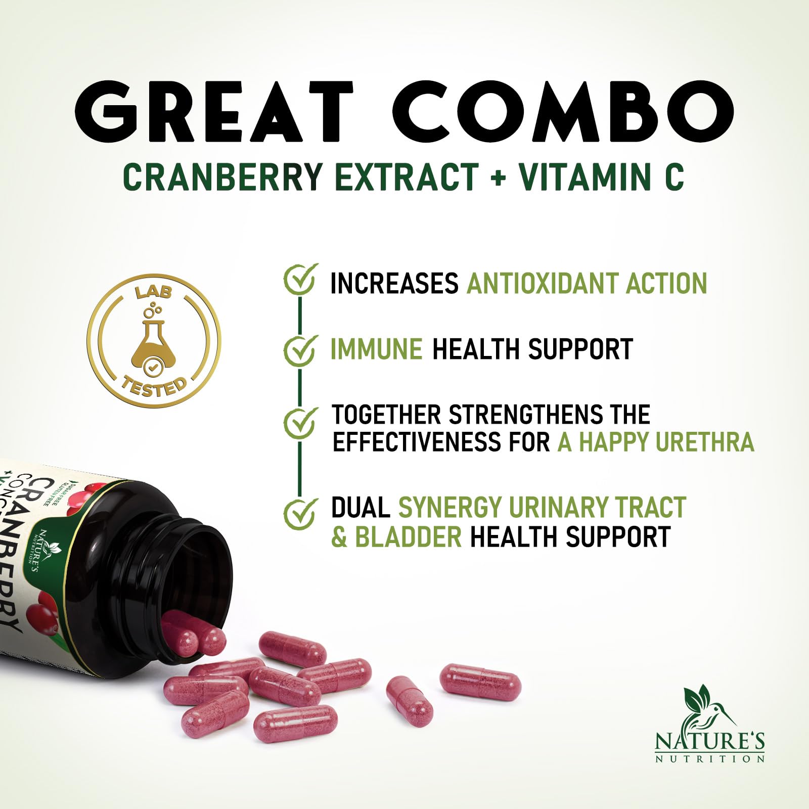 Cranberry Pills for Women & Men - 500mg Cranberry Extract Supplement & High Potency Vitamin C - 3x Strength Urinary Tract Health & Bladder Support - Vegan, Gluten Free - Bottled in USA - 120 Capsules — Amazon image 7