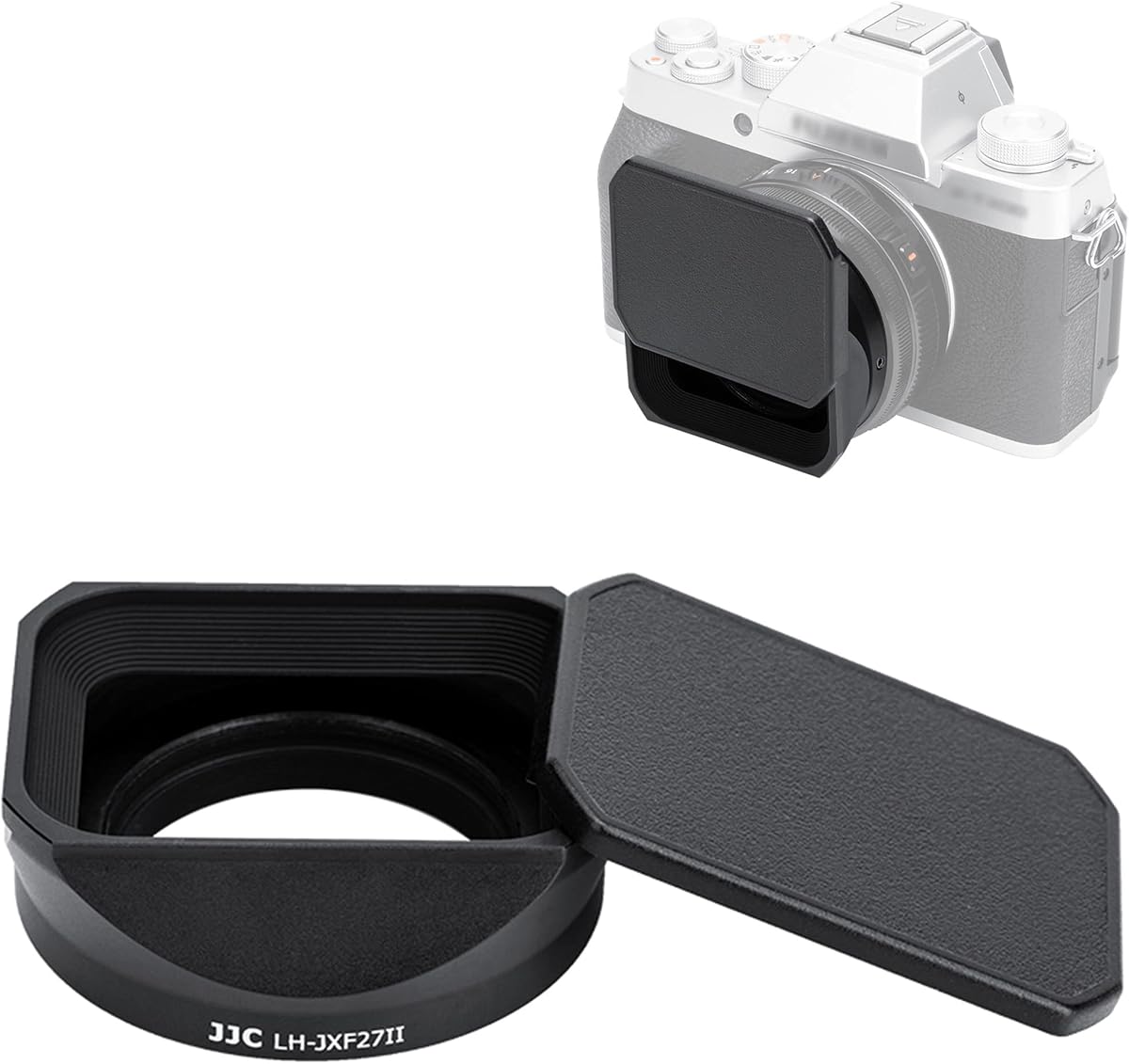 LH-XF27 Camera Lens Hood w Lens Cap for Fujifilm XF 27mm F2.8 XF 23mm F2.8 | Square Metal Camera Lens Hood Protector for Fujifilm XF 27mm F2.8 R WR,XF23mm F2.8 On X-E5 XE5 X-T5 X-T4 X-T3 X-T2 X-T30 II