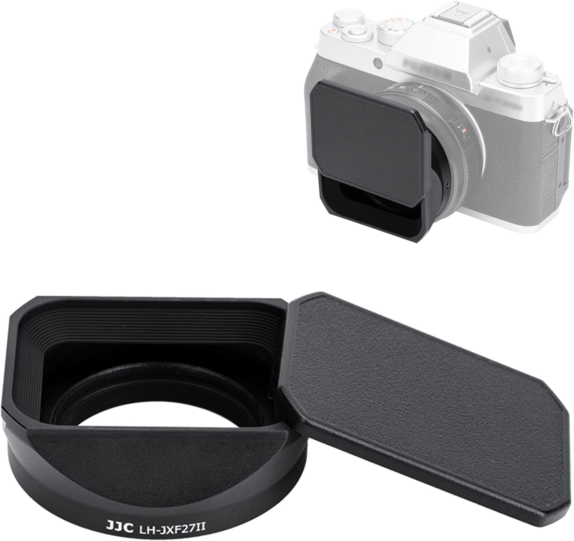 JJC Square Metal Camera Lens Hood Cover with Lens Cap Replaces LH-XF27 for Fujifilm XF 27mm F2.8 R WR & XF 27mm F2.8 Lens & XF 23mm F2.8 R WR on X-T5 X-T4 X-T3 X-T2 X-T30 II X-T20 X-T10 X-H2S X-H2