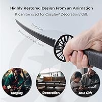 Vista 47 de Cold Blade Demon Katana - Réplica de anime de 41 pulgadas con cinturón y soporte, espada duradera perfecta para cosplay, espada Nichirin con diseño