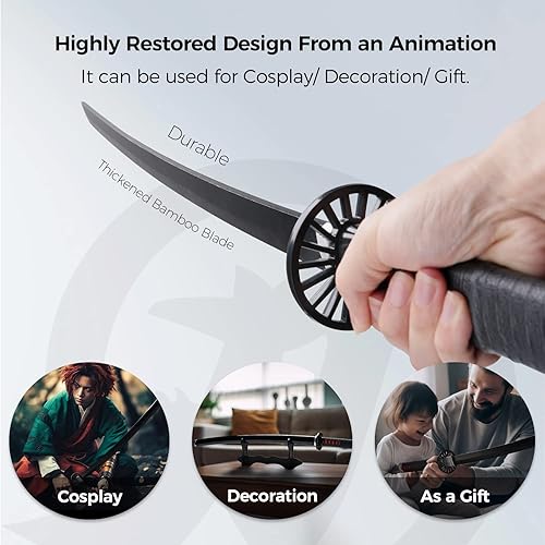 Miniatura 2 de Espada Demon Slayer - Réplica de Katana de anime de 41 pulgadas con cinturón y soporte, espada duradera perfecta para cosplay, espada Nichirin con