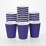 Restaurantware-12 Ounce Paper Coffee Cups, 25 Ripple Wall Disposable Paper Cups - Leakproof, Recyclable, Royal Purple Paper Hot Cups, Insulated, Matching Lids Sold Separately