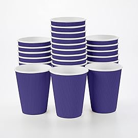 Restaurantware-12 Ounce Paper Coffee Cups, 25 Ripple Wall Disposable Paper Cups - Leakproof, Recyclable, Royal Purple Paper Hot Cups, Insulated, Matching Lids Sold Separately
