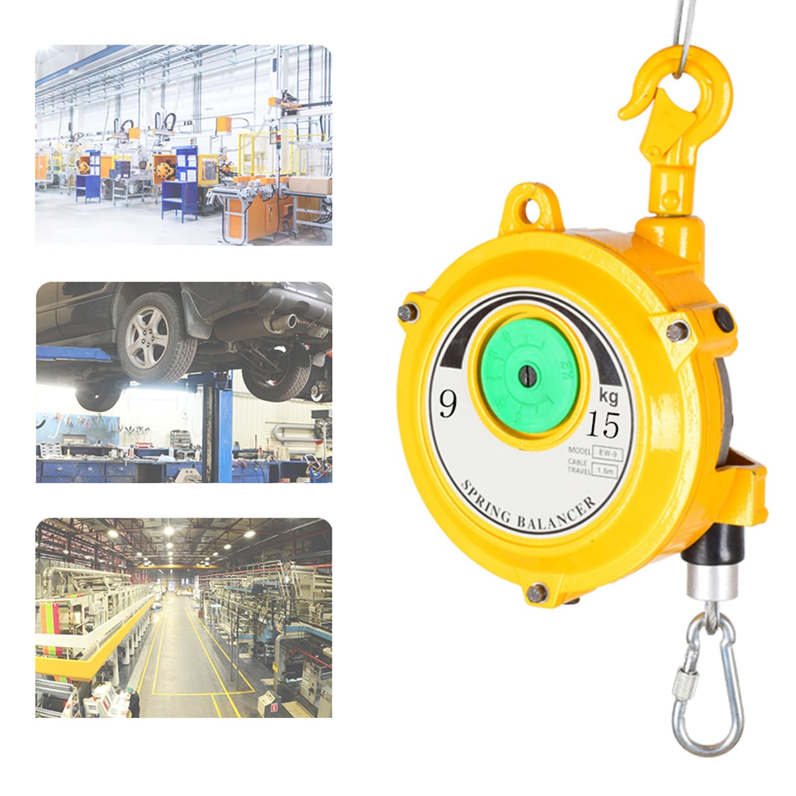 HYQOUKLR Telescopic Spring Balancer, Spring Balancer With 1.5 meters Wire Rope And Hook For Loads 3-70kg(9-15kg)