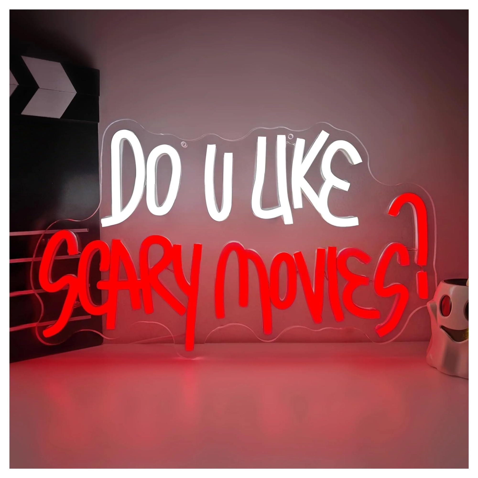 RONGCH Hanging Art Neon Signs Do You Like Scary Movies Neon Sign Light Dimmable for Horror Movie Party Man Cave Party Wall Decor 35cmx20.5cm
