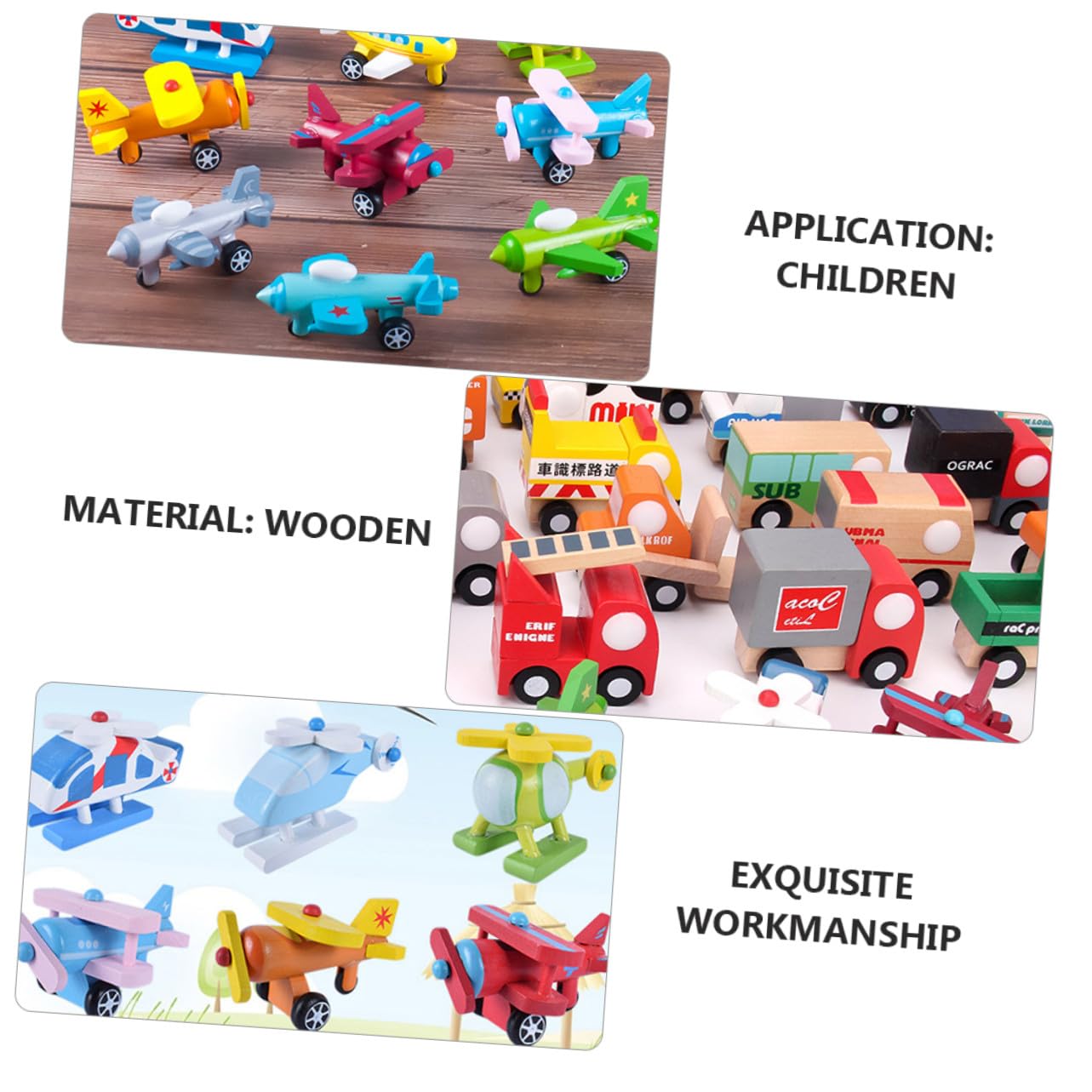 12 Piezas Mini Avión de Juguete de Madera para Niños y Bebés