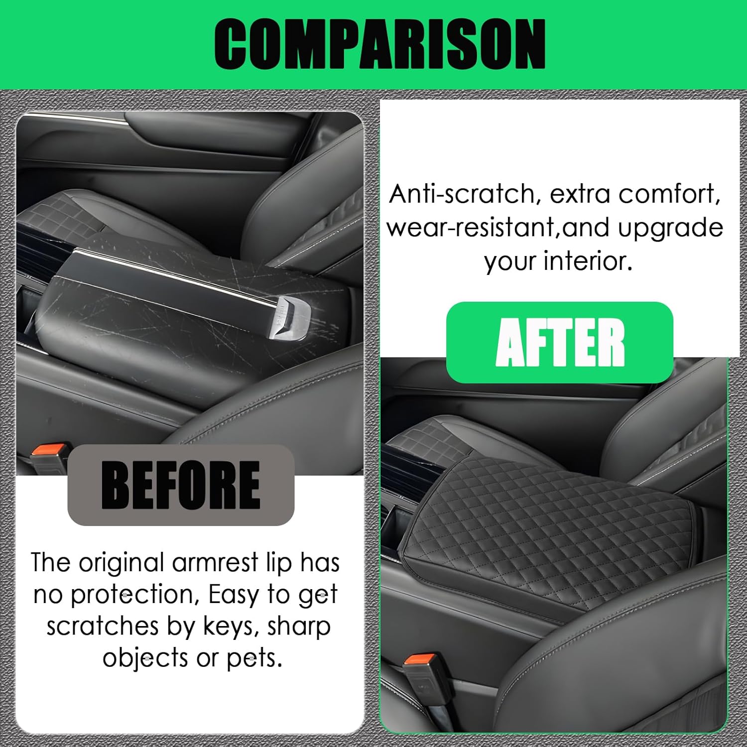 Center Console Cover for Cadillac Escalade 2021 2022 2023 2024 2025 2026 - Premium PU Leather Armrest Pad with Extra Padding, Scratch-Resistant & Stylish for Escalade Interior Accessory