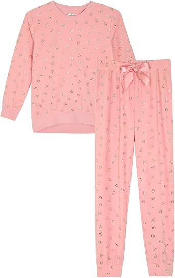 Sleep On It Girls Velour Pajama Set 2-Piece Long Sleeve Top and Pants Sleepwear Kids Loungewear for Girls Sizes 7-16