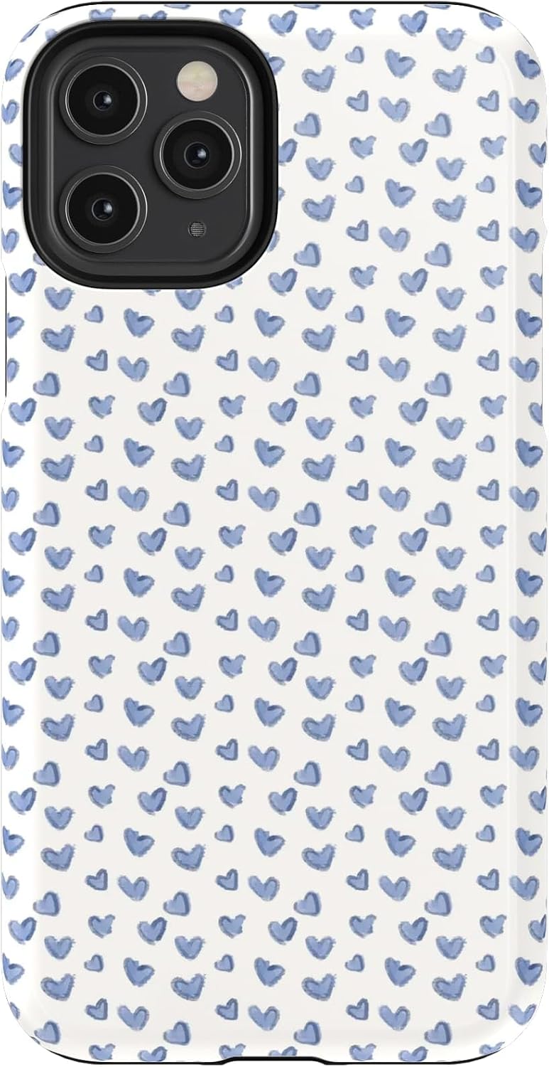 Casely iPhone 11 Pro Case | Lovebug | Blue Hearts | Essential Slim Dual-Layer Protective Design
