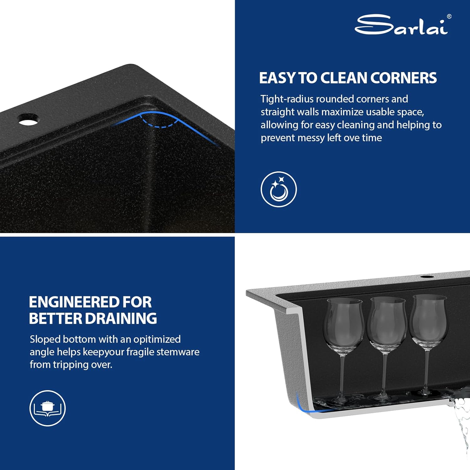 Sarlai 33 Granite Composite Black Kitchen Sink - 33"x22" Drop In Kitchen Sink Ledge Workstation Black Granite Quartz Composite Top-Mount Single Bowl Sinks Basin with Gold Accessories
