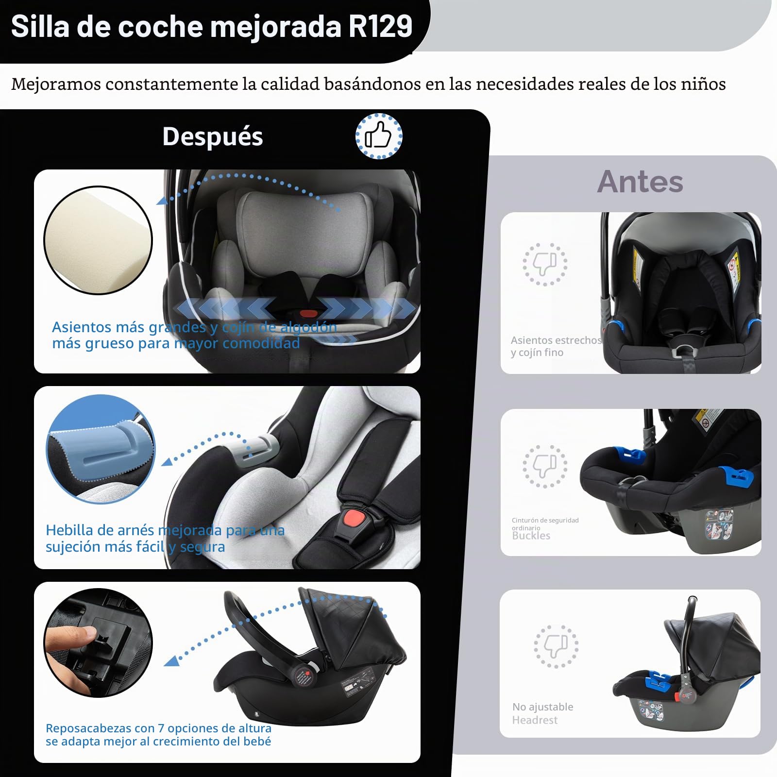 Cueros Cochecito Combinado 3 en 1, Cochecitos Citadines con asiento de coche ECE R129, cochecito portátil plegable con un clic, capazo flexible convertible marco de aluminio para recién