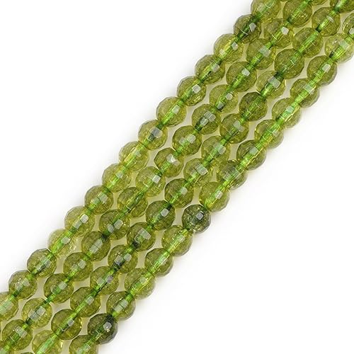 GEM-insid - Cuentas sueltas de peridoto verde facetadas con cuentas sueltas de energía natural para hacer joyas, 0.236 pulgadas, redondas, 15