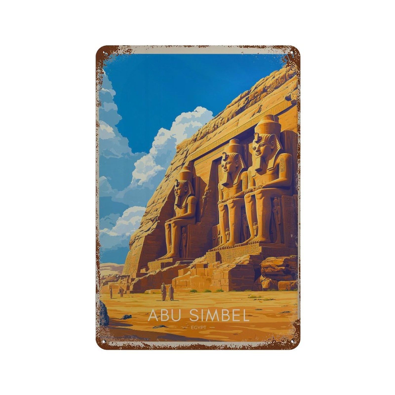 xiaoxiaoshen Abu Simbel Temples Travel Egypt Nubia Wall Decor Art Metal Tin Poster Modern Home Decor Art Home Bar Shop Decorations Vintage Sign 30x20cm