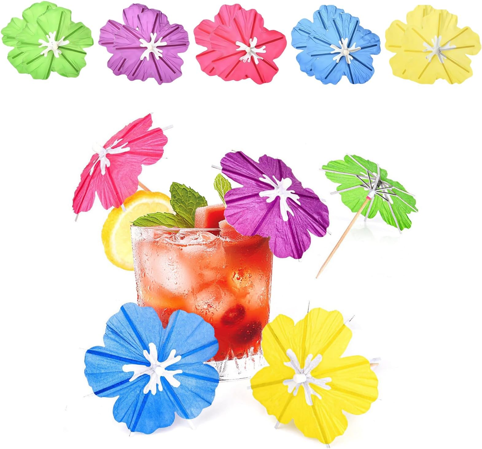 [100 Pcs] Cocktail Umbrellas - Drink Umbrellas for Drinks,Mini Paper Umbrella Cocktail Toothpicks for Party Decorations