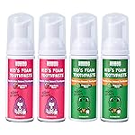 NOHOO Fluoride Free Foam Toothpaste Kids Fruit Flavour,Natural Training Toothpaste for Baby Toddler Children Oral Cleaning and Cavity Protection(2 Strawberry + 2 Watermelon)