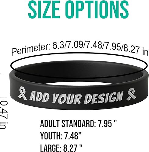 Miniatura 3 de Pulseras de goma personalizadas hechas a medida, tamaño adulto de 0.5 pulgadas, para añadir iconos de texto, pulsera para eventos, motivación,