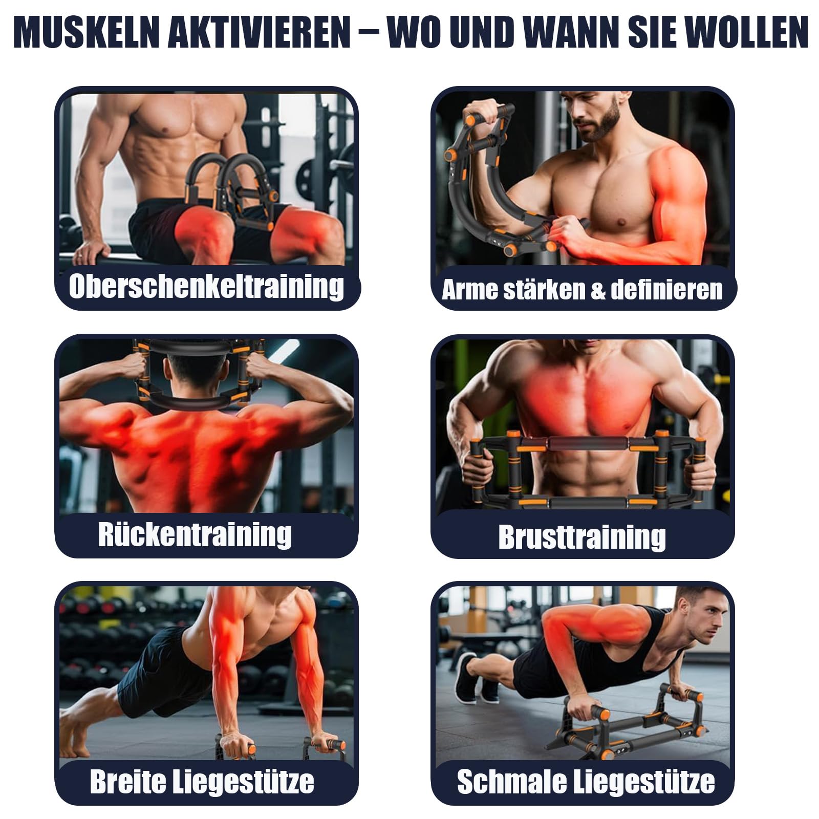 Power Twister Armtrainer für Zuhause, Abnehmbar als Liegestützgriffe, 2 in 1 Tragbarer Brusttrainer für Männer,3-Fach Verstellbar 30-50kg,Oberkörper Trainingsgerät,Gorilla Grip